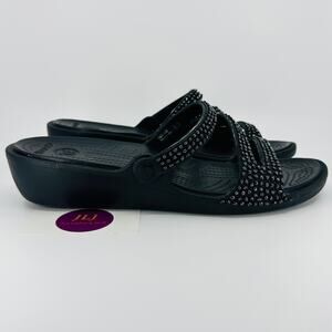 Crocs Women's Patricia Diamante Embellished Slip On Wedge Sandals 205725 Size 11